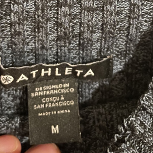 Athleta Size Medium Mock Neck Blue-Black Sweater - Picture 4 of 5